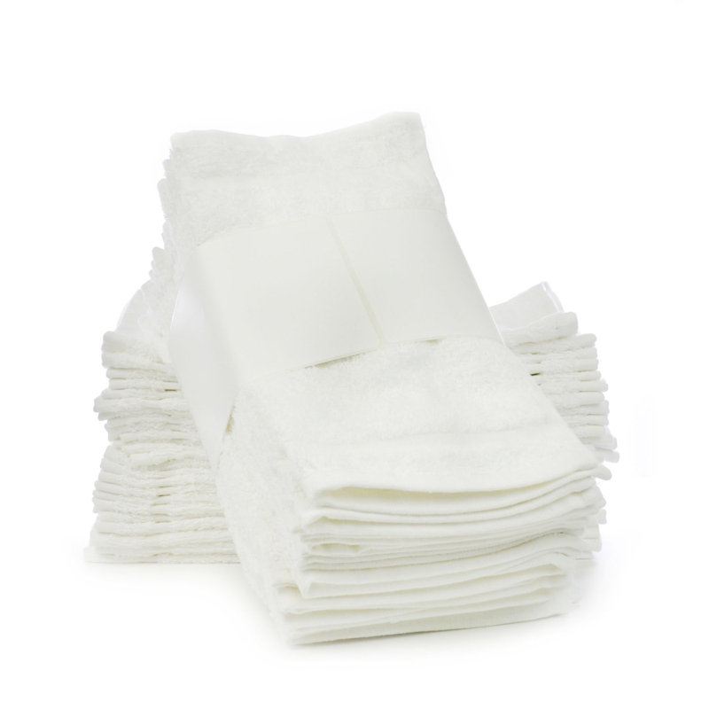 Ensemble de serviettes 24 débarbouillettes 100% coton, Blanc