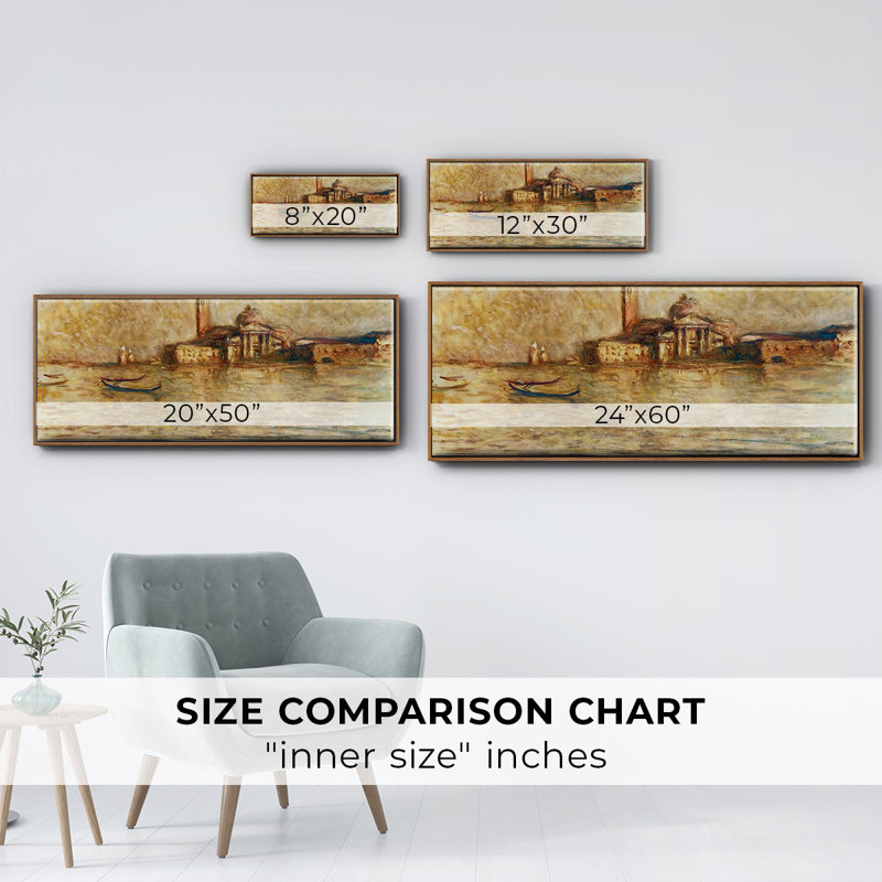 San Giorgio Maggior, 1908 05, reproduction d'art sur toile, H 20 po x l 50 po x P 1,5 po, Toile avec cadre noyer