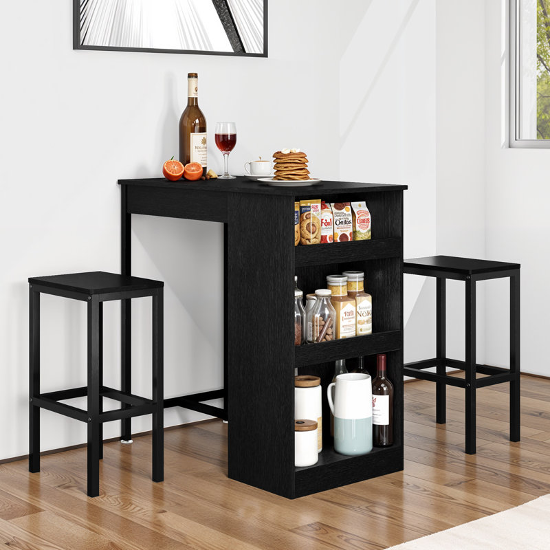 Rechaba 91 cm Bar Set Bar Cabinet, Black