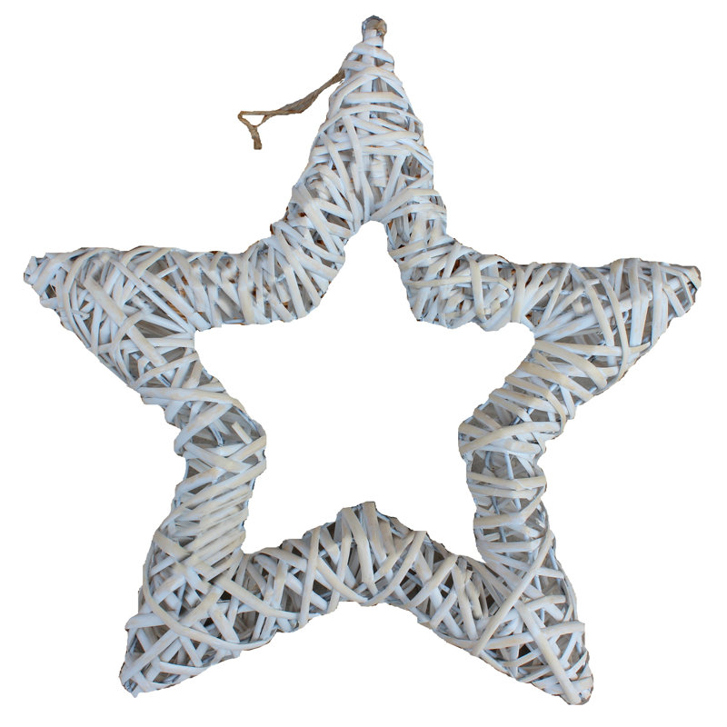 Hailsham Wicker Star Hanging Sculpture, White Wash