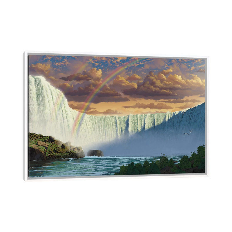 Niagara Falls by Vincent Hie - Print on Canvas, 152.5 cm H x 101.5 cm W, White Framed