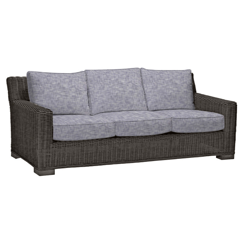 Canapé rustique tissé - Noyer noir, InsideOut® Rollo ‑ lin argent, Welt, Noir noyer