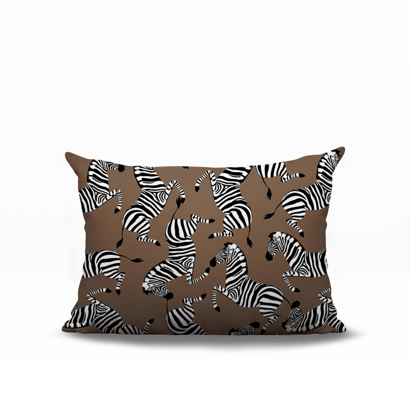 Oreiller rectangulaire réversible intérieur / extérieur Kiji Zebra, Beige, H 18 po x l 25 po