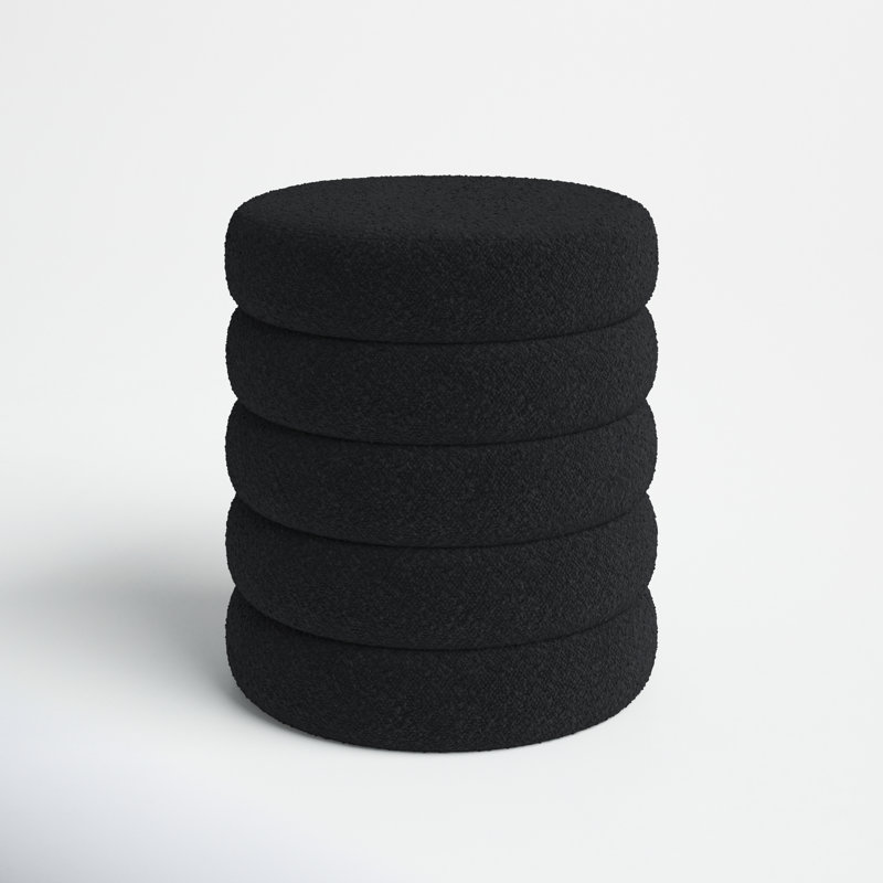 Amy-Claire Upholstered Ottoman, Black Boucle Fabric