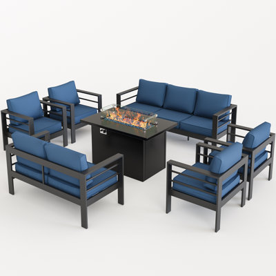 9-Person Sofa Seating Group With Fire Pit by Latitude Run