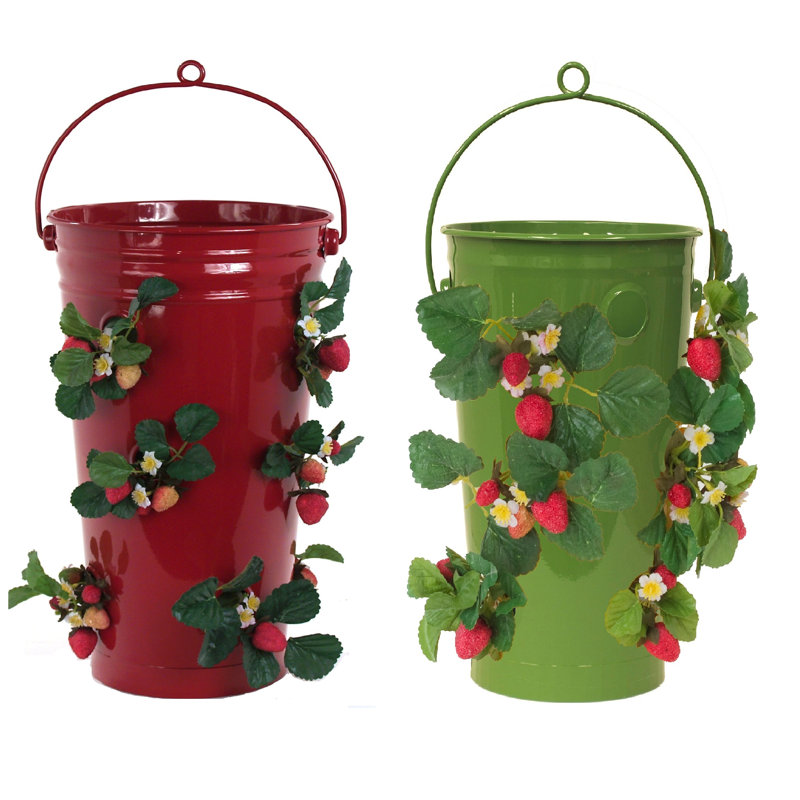 Pot à fleurs en métal Hallbera, Safran / rouge, H 18 po x l 10,5 po x P 10,5 po