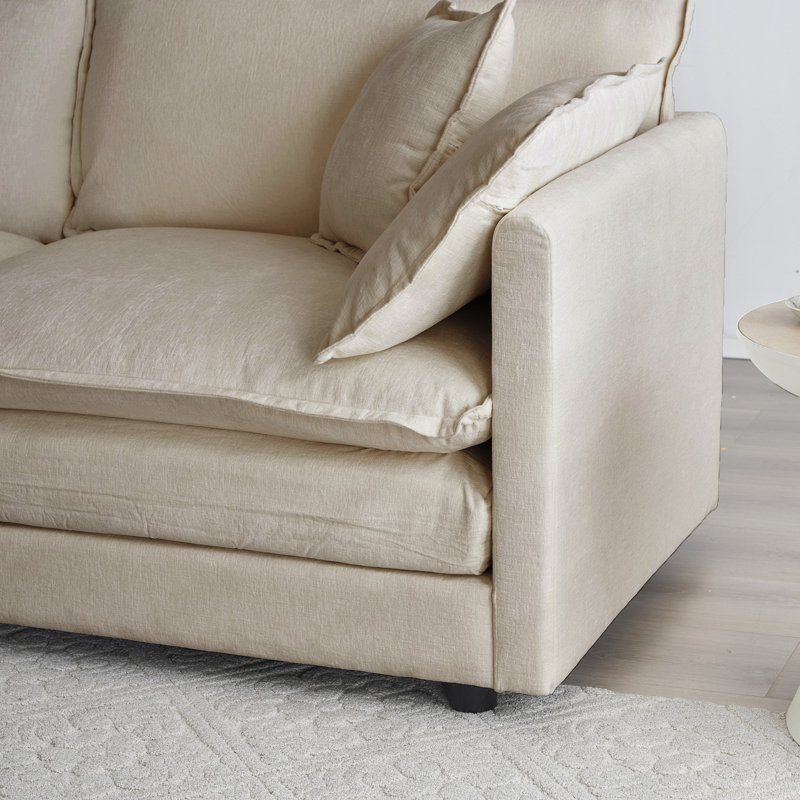 Repose-pieds en chenille, Beige