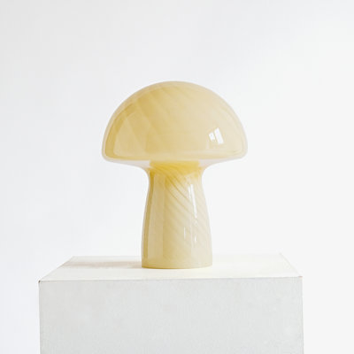 Glass Mushroom Table Lamp, Petite Close Top Jade Stripes