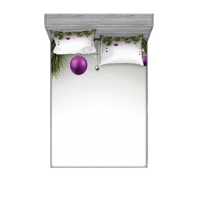 Drap-housse et coussin décoratif Ambesonne Christmas, mauve, gris, vert, Ensemble de draps pour très grand lit californien