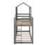Lit superposé simple au-dessus d'un lit simple en bois avec toit, fenêtre et garde-corps-1710657041