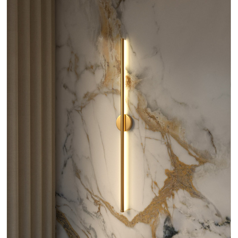 LED Flush Mounted Sconce, Gold, 35.5" H x 4.8" W x 2" D