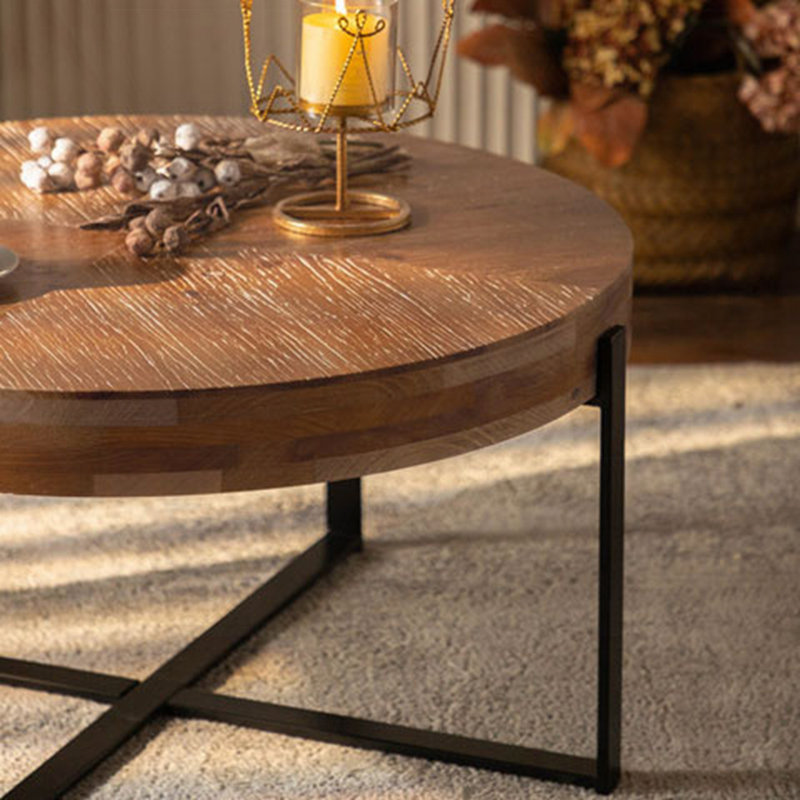 Table basse Briyan, Noir, H 17,72 po x L 33,86 po x l 33,86 po, Bois naturel
