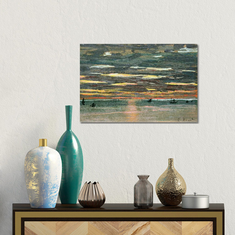 Coucher de soleil sur la mer, 19e siècle - Giclée sur toile tendue avec châssis, H 12 po x l 18 po