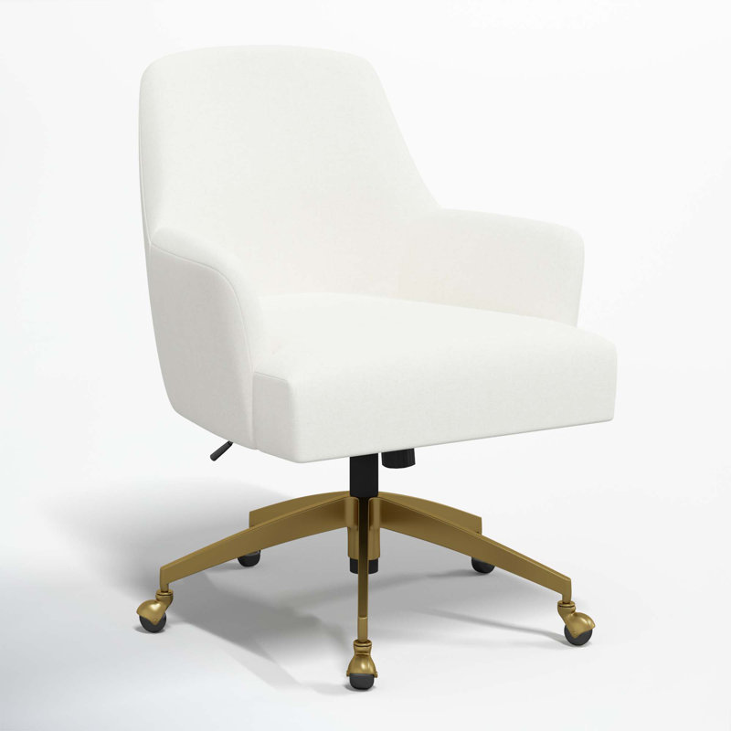 Chaise de travail Ambau, Lin blanc texturé Zuma