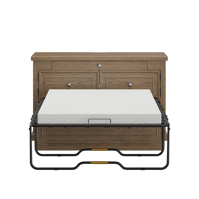 Bureau double porte Arne Wood Dream Console avec matelas et housse, chêne clair