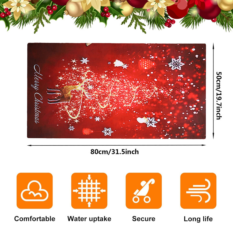 Jenova Polyester Non-Skid Kitchen Mat, Rectangle 2'8" x 1'8"