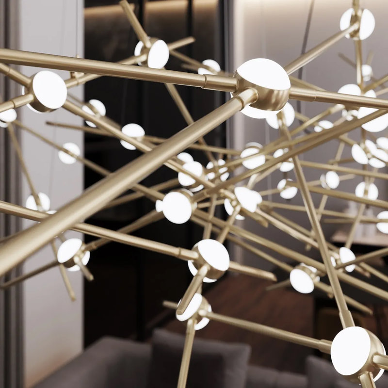 Constellation 44 - Light LED Chandelier, White, 2700K, Satin Brass/White
