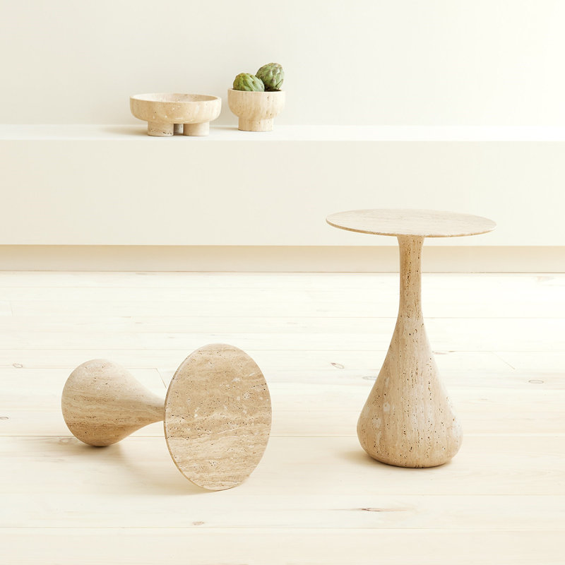 Stone End Table, 21" H x 14.75" W x 14.75" D