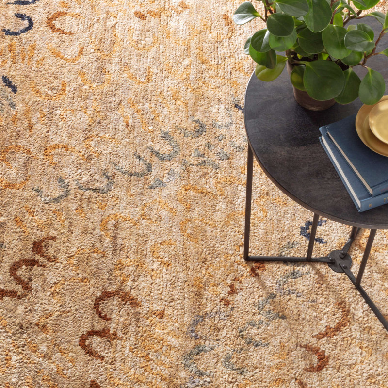 Horseshoe Neutral Hand Knotted Jute Rug, Rectangle 10' x 14'