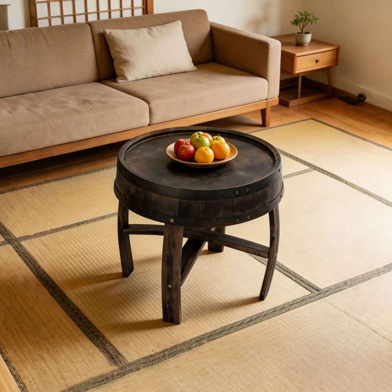 Table d'appoint ronde de style baril