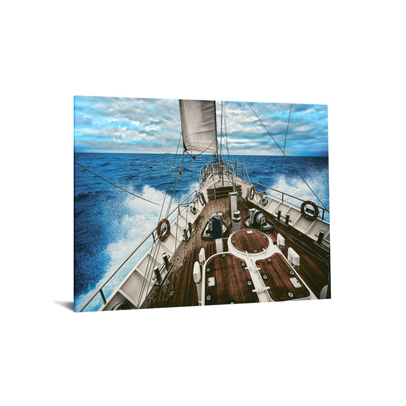 Art mural en verre trempé sans cadre Sail Sail Waters - 40 po x 60 po