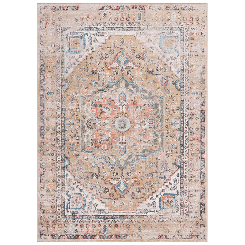 Tapis oriental en polypropylène tissé à la machine Dhru, Rectangle 5 pi 3 po x 7 pi 6 po