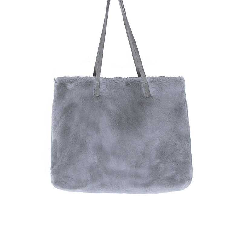 Latitude Run® Fashion Classic Faux Fur Handbag, Gray