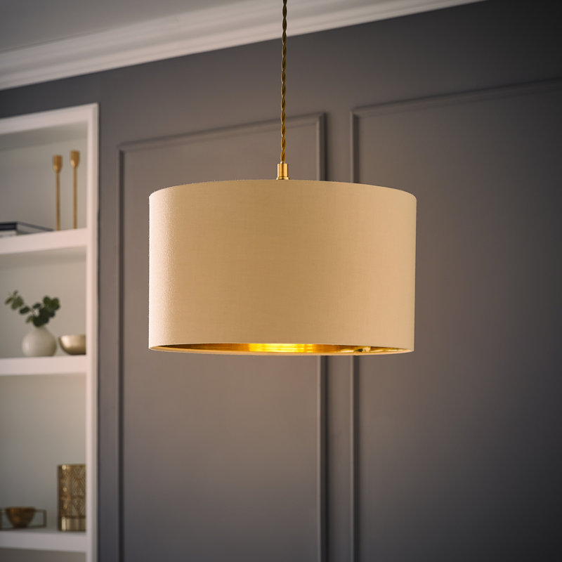 Reni Drum Lighting Shade ( Uno ), 25cm H x 45cm W x 45cm D, Beige