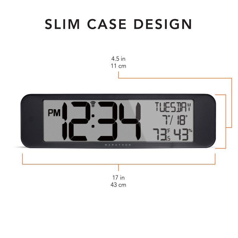 Ultra-Wide Atomic Wall Clock with Large 14-Inch Panoramic Display