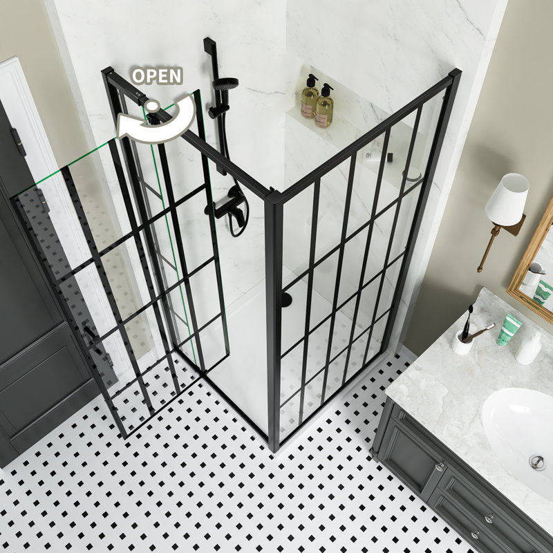 Cabine de douche carrée à pivot sans cadre 36 po x P 36 po x H 72 po