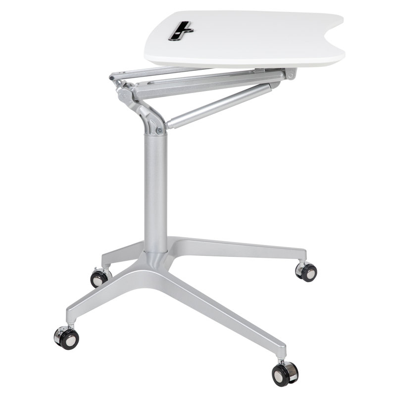 Mobile Sit-Down, Stand-Up Ergonomic Computer Desk, White