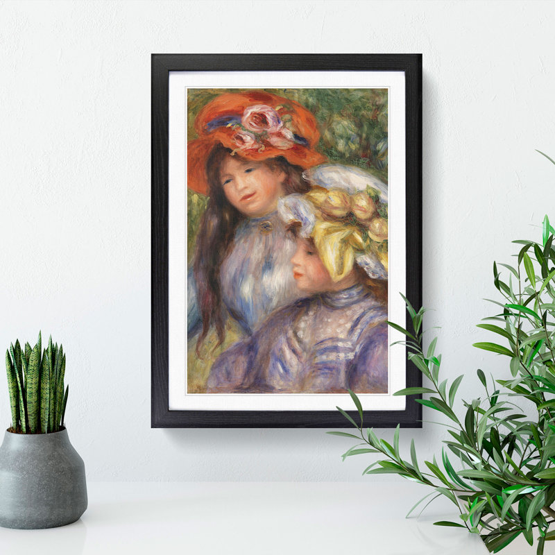 Two Girls by Pierre-Auguste Renoir - Picture Frame Painting, Black, 48cm H x 36cm W x 2cm D