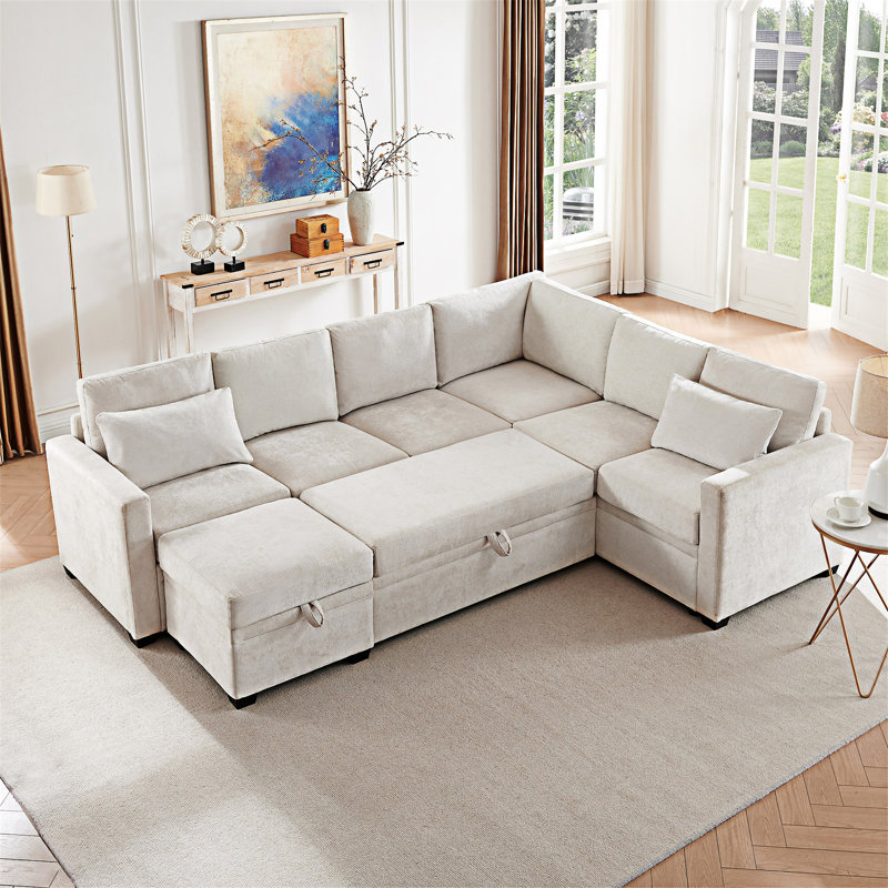 Modular Sectional Sleeper Sofa With Storage Ottomand