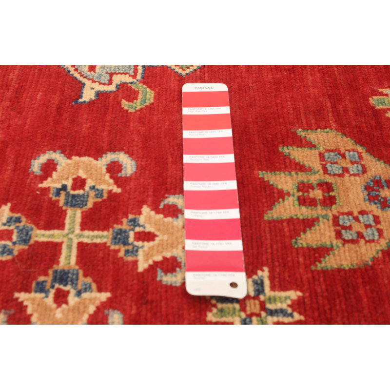 Tapis rouge en laine noué à la main de conception unique 8 pi 7 po x 10 pi New Age Hayzel