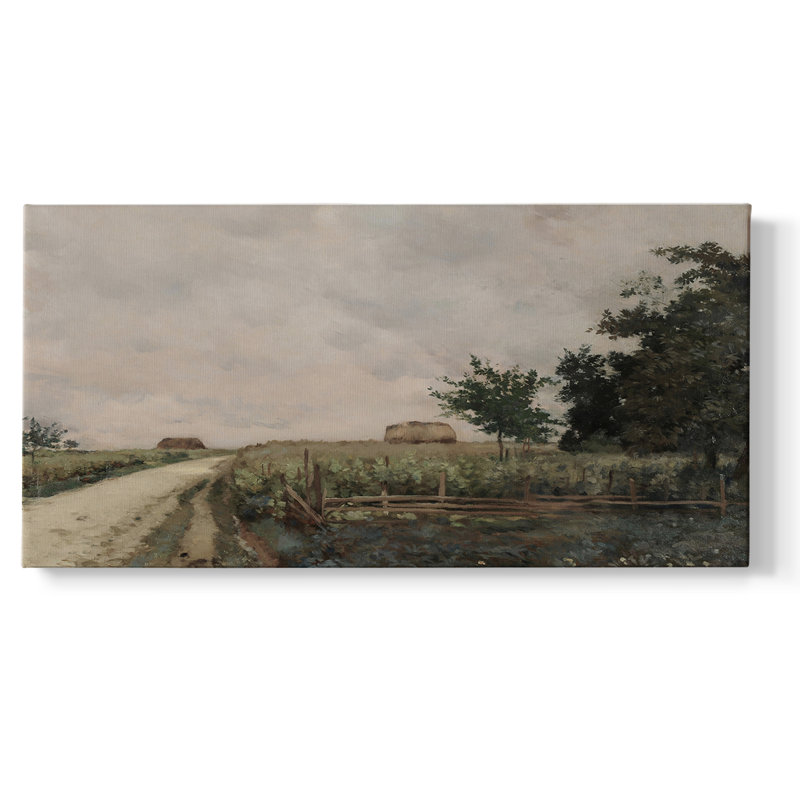 Série paysage - DCLVII - Toile tendue avec châssis encadré - Prêt à être accroché, H 21 po x l 41 po, Doré