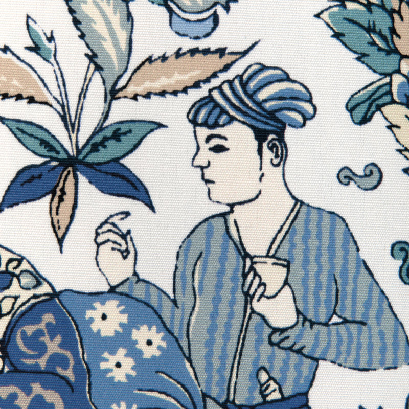 La Menagerie Shalimar Print 100% Cotton Fabric, Blue/Sand