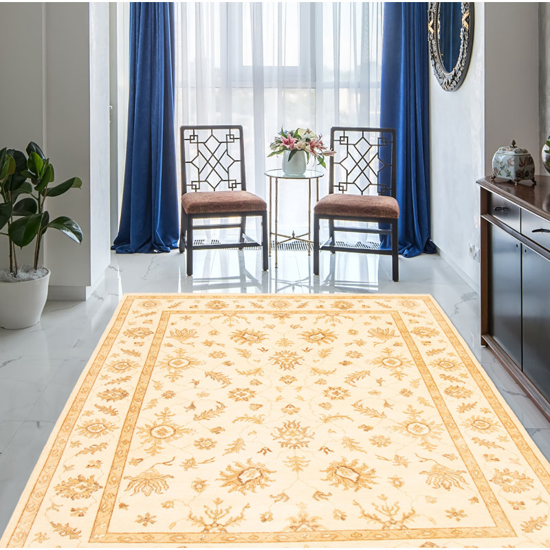 Tapis crème torsadé noué à la main 8 pi 1 po x 10 pi 1 po Chobi