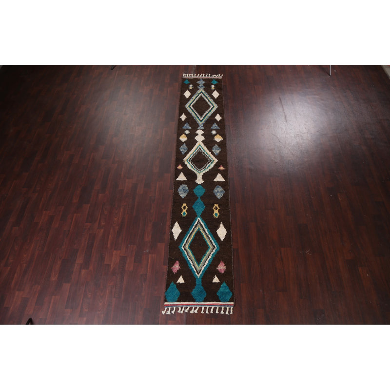 Tapis de couloir tribal marocain noué à la main 2 x 13
