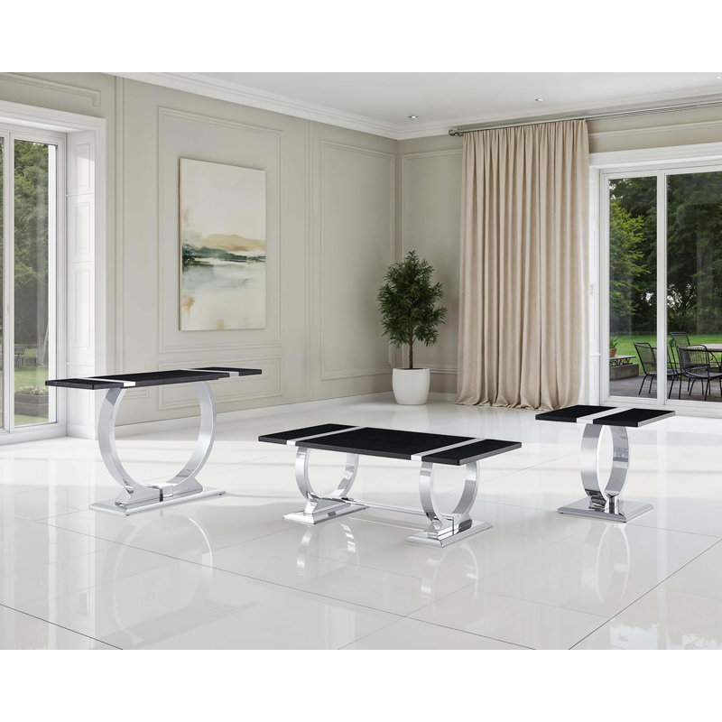 50 " W Console Table, Black;Silver