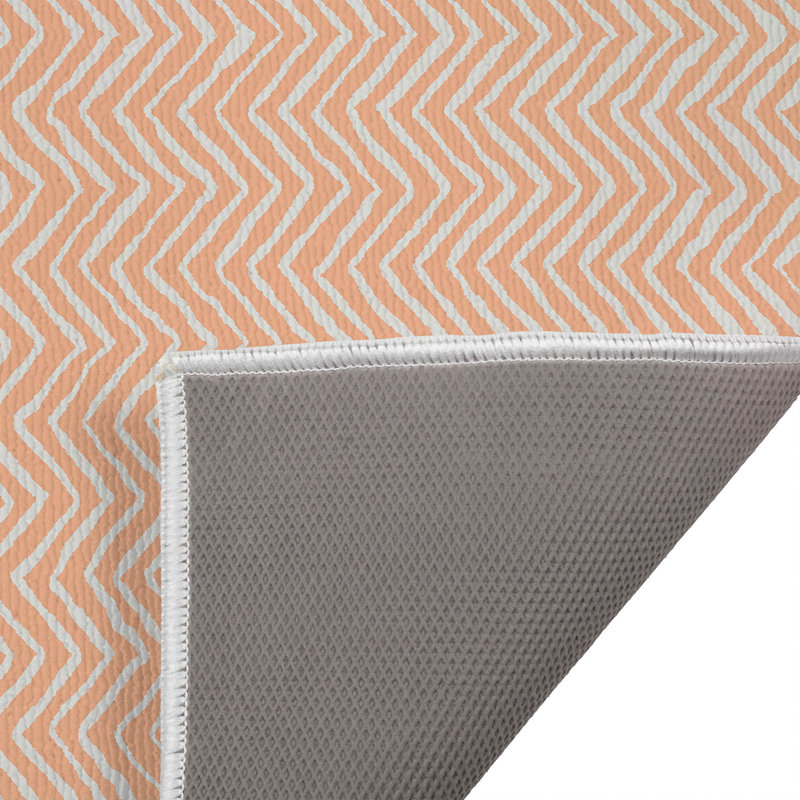 Chevron Snug Outdoor Doormat, 21" W x 34" L, Peach/Orange