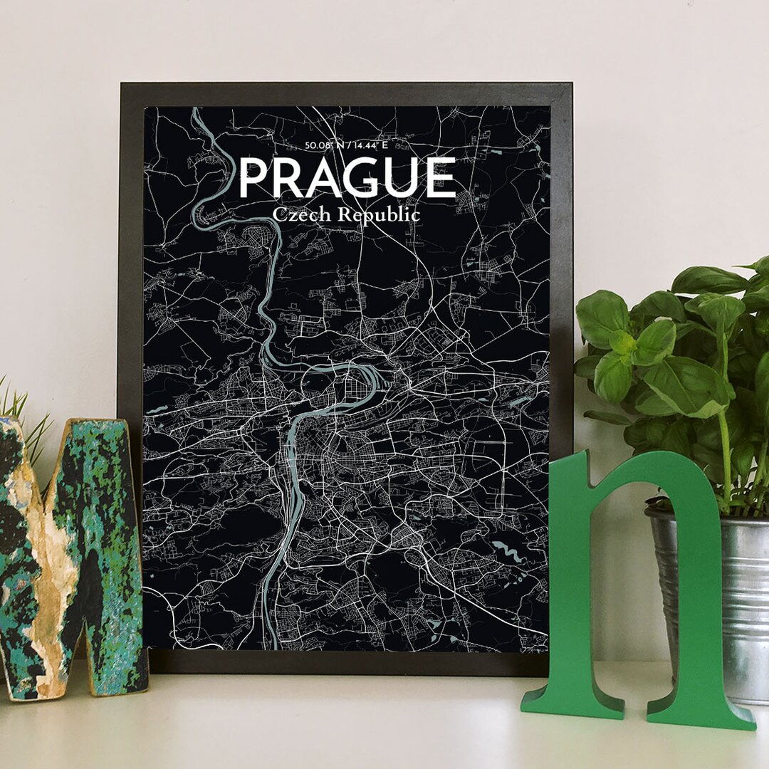 Grafikdruck Prague City Map