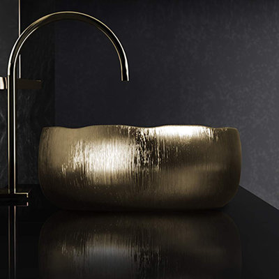 Lavabo de salle de bain vasque circulaire en métal Bellissa Lux