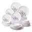Service de table en porcelaine blanche et bleue à motif d'os botanique (service de 24 pièces pour 6 personnes)