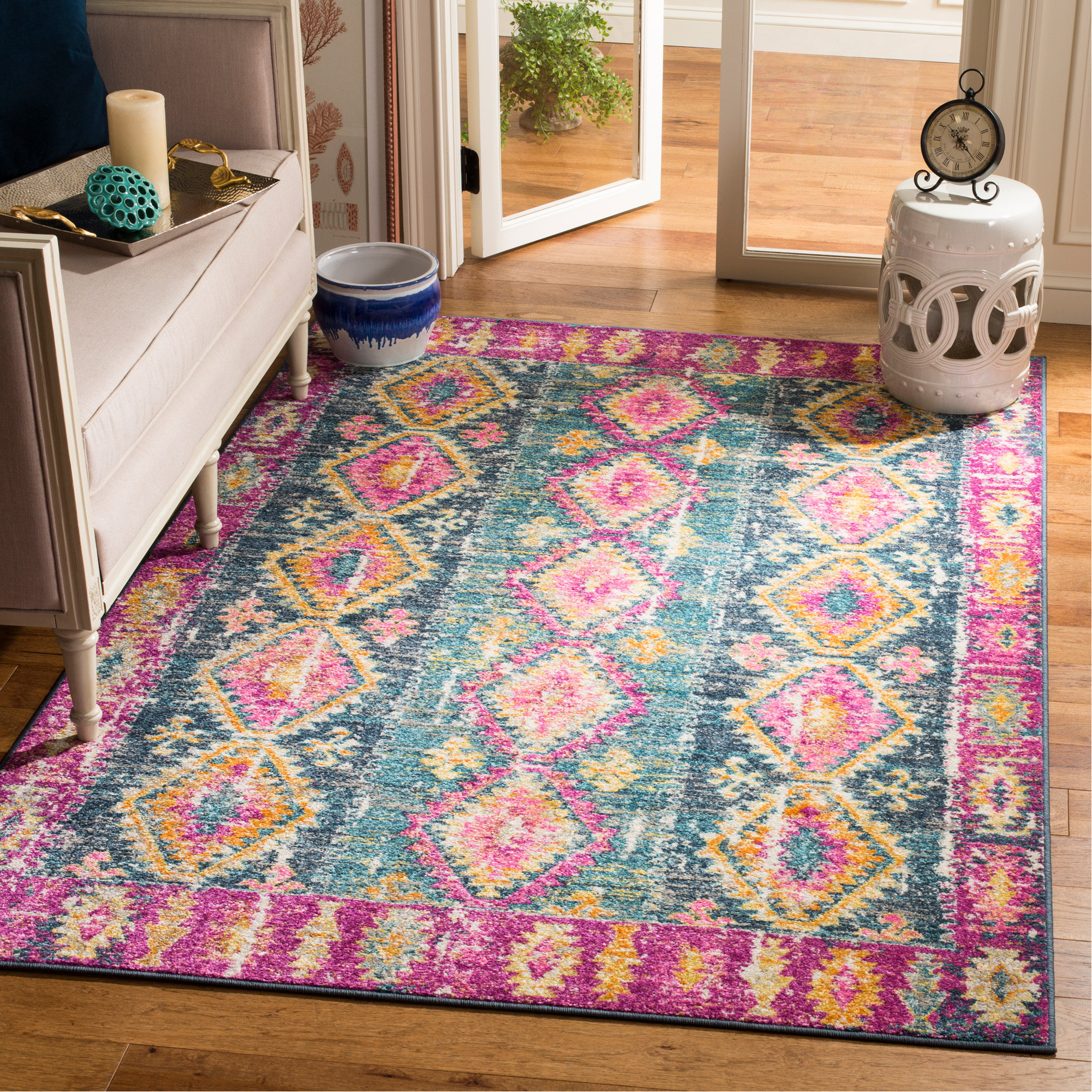 Langley Street Felty Southwestern Fuchsia Area Rug | Wayfair