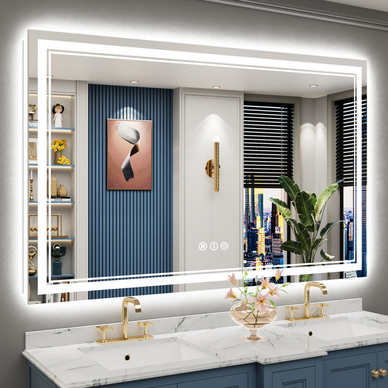 Miroir de meuble-lavabo à DEL avec fonction de mémoire, 3 températures de couleur et éclairage à intensité variable