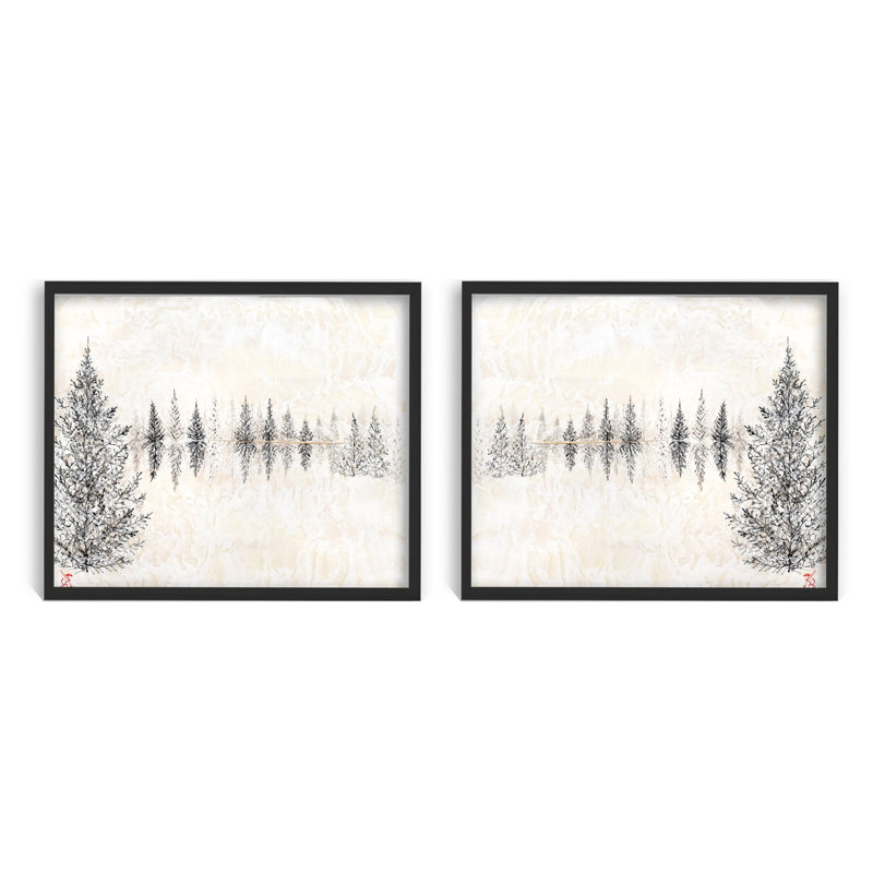 «Monoscape V-II» par Karen Biery, ensemble de 2 reproductions d'art, H 30 po x l 80 po x P 1,5 po, Cadre flottant noir