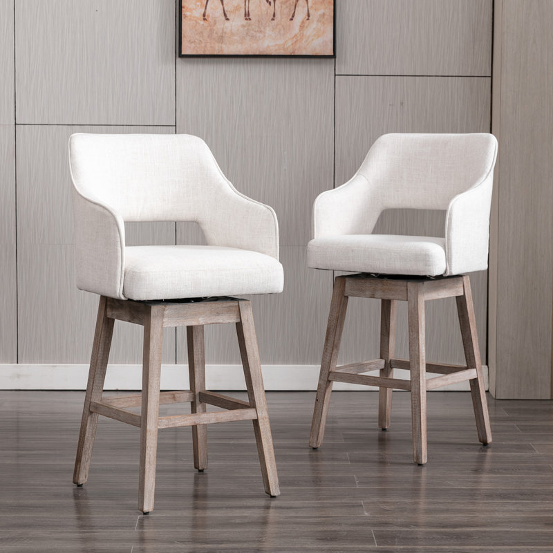 Tabouret de comptoir pivotant Ladayja, Crème