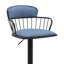Tabouret de bar réglable en bois noir avec tissu noir-197276938