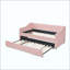 Lit de jour, lit de jour convertible rembourré avec dossier capitonné, canapé-lit polyvalent 3 en 1 avec lit gigogne escamotable et rangement latéral, parfait pour une vie compacte-131208721-131208724