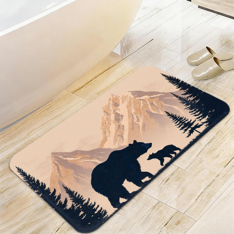 Tapis pour salle de bain Mountain Bear Silhouette 20 po x 32 po beige